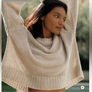 Jenni Kayne cropped linen crewneck - olive